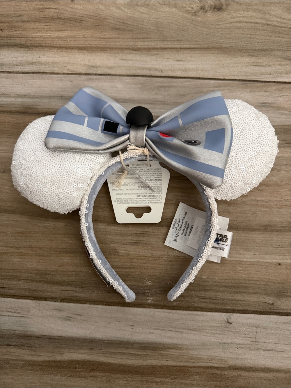 Disney x Loungefly R2D2 Star Wars white sequin ears headband nwt